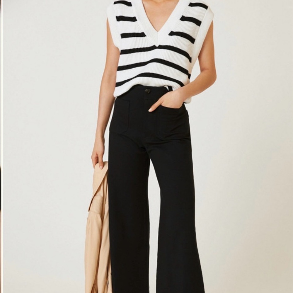 Maeve Colette Anthropologie Wide-Leg High-Rise Black Pants